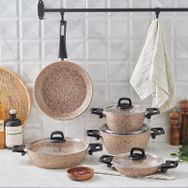 Karaca Bio Granit Wood Stone 9 Parça Tencere Seti