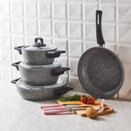Karaca Biogranit Stella Grey 11 Parça + Bıçak Seti Tencere