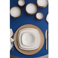 Karaca Chiara Fine Cream Gold 60 Parça 12 Kişilik Porselen Yarım Kare Yemek Takımı