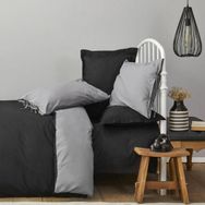 Karaca Home Basic %100 Pamuk Çift Taraflı Siyah Koyu Gri Çift Kişilik Nevresim Takımı