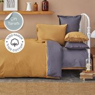 Karaca Home Basic Hardal Antrasit Pamuk Çift Taraflı Çift Kişilik 240x260 cm Nevresim Takımı