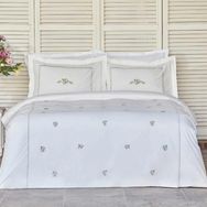 Karaca Home Cavale Beyaz Çift Kişilik Nakışlı Percale Nevresim Takımı