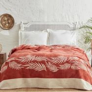 Karaca Home Leaf Çift Kişilik Terracota Pamuk Battaniye