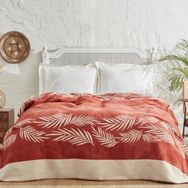 Karaca Home Leaf Tek Kişilik Terracota Pamuk Battaniye