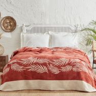 Karaca Home Leaf Terracota Tek Kişilik Pamuklu Battaniye