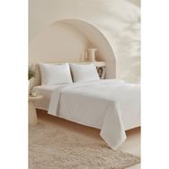 Karaca Home White Collection Vessa Beyaz Çift Kişilik Çizgili Saten Nevresim Takımı