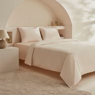 Karaca Home White Collection Vinas Bej Çift Kişilik Saten Biyeli Nevresim Takımı