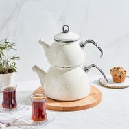 Karaca Kristal Krem Emaye Çaydanlık Takımı