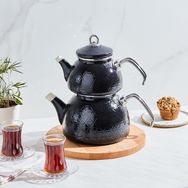 Karaca Kristal Siyah Emaye Çaydanlık Takımı