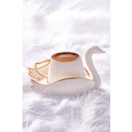 Karaca Kuğu 2 Kişilik 70 ml Beyaz Kahve Fincan Takımı
