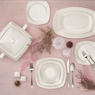 Karaca Mixed Platin 60 Parça 12 Kişilik Cream Bone Yemek Takımı