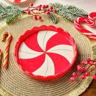 Karaca New Year Yılbaşı Candy Stripe 20.5 cm Pasta Tabağı