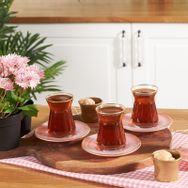 Karaca Retro Pembe 6 Kişilik 12 Parça Çay Seti