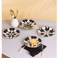 Karaca Silvia Beyaz Siyah 6 Parça 19 cm Porselen Pasta Seti