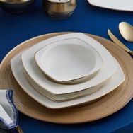 Karaca Square Bone Chiara 60 Parça 12 Kişilik Gold Yemek Takımı