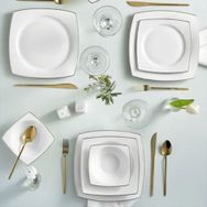 Karaca Square Bone Jamie 57 Parça 12 Kişilik Platin Yemek Takımı