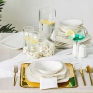 Karaca Square Bone Padoca Gold 57 Parça 12 Kişilik Yemek Takımı