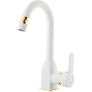 Kare Stil Mix Beyaz Altın Kuğu Lavabo Bataryası
