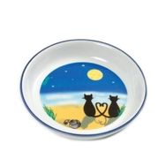 Karlie 200 ml 16 cm Kediler İçin Ay ve Kedi Figürlü Seramik Mama ve Su Kabı