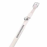 Karlie 30 cm-11 mm Beyaz Deri Taşli Kedi Tasması