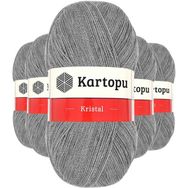 Kartopu K1001 Açık Gri 5 Adet Kristal Çift Katlı El Örgü Lif İpi