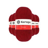 Kartopu K125 Koyu Kırmızı 5 Adet Kristal Çift Katlı El Örgü Lif İpi