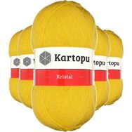Kartopu K301 Sarı 5 Adet Kristal Çift Katlı El Örgü Lif İpi