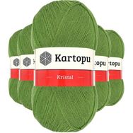 Kartopu K442 Açık Yeşil 5 Adet Kristal Çift Katlı El Örgü Lif İpi