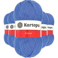 Kartopu K535 Koyu Mavi 5 Adet Kristal Çift Katlı El Örgü Lif İpi