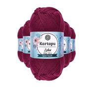 Kartopu K747 Mürdüm Lotus Bikini Büstiyer Bluz 5 Adet Örgü İpi