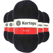 Kartopu K940 Siyah 5 Adet Kristal Çift Katlı El Örgü Lif İpi