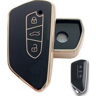 Kasey Volkswagen Golf 8 Seat Cupra Skoda Octavia Uyumlu Kumanda Siyah Gold Anahtar Kılıfı