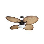Kaşkar Taflan T52040-L Kahverengi 60 W 132 cm Pleksi 4 Kanatlı Lambalı Avizeli İpli Tavan Vantilatörü