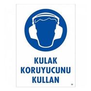 Katar Market Kulaklık Koruyucunu Kullan Uyarı Levhası