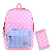 Kaukko Colorful 2 Colors Dots Sırt Çantası ve Kalem Çantası