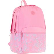 Kaukko K1794 Soft Floral Pembe Çiçekli Üç Bölmeli Okul Sırt Çantası