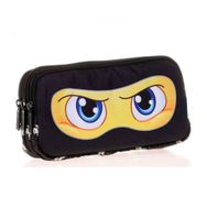Kaukko Kids Love Üç Bölmeli Erkek Çocuk Kalem Çantası Siyah Sarı Ninja Kalemlik