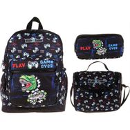 Kaukko Kids&Love Erkek Çocuk Siyah Dinazor İlkokul Okul Sırt Çantası