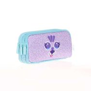 Kaukko L8119 Mor Turkuaz Kids & Love 3 Bölmeli Cute Face Tiger Kalem Çantası