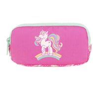 Kaukko L8136 Aynalı Taşlı Unicorn Pembe Kids 3 Bölmeli Kalem Çantası