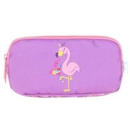 Kaukko L8137 Aynalı Taşlı Flamingo Lila Kids 3 Bölmeli Kalem Çantası