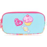 Kaukko L8139 Aynalı Nakışlı Sweet Mavi Kids 3 Bölmeli Kalem Çantası
