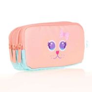 Kaukko L8142 Kids 3 Bölmeli Cute Face Cat Kalem Çantası