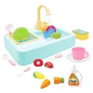 Kayyum Oyuncak Pembe Modern Mutfak Çeşmeli Lavabo Set Mutfak Oyuncak Seti