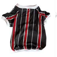 Kemique Black Red White Striped Oval Yaka Tişört Köpek Elbisesi