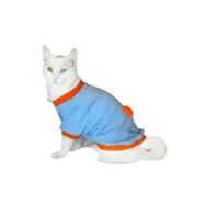 Kemique Ponçik Oval Yaka Mavi T-shirt Kedi Elbisesi