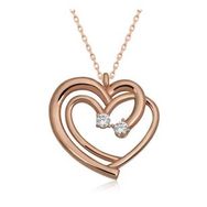 KENPAZAR 925 Ayar Rose Birleşmiş Kalpler Kadın Gümüş Kolye