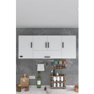 Kenzlife Acus 60x150x32 cm Mutfak Kapaklı Raflı Hazır Beyaz Mutfak Dolabı