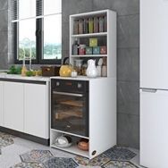 Kenzlife Canfeza Beyaz 165x60x56 Mutfak Raflı Ankastre Fırın Dolabı