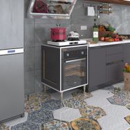 Kenzlife Esena Mono3 Gri 89-81x60x56 Fırın Ocak Dolabı Ayarlı Ayaklı Üstü Kapalı Gri Ankastre Modülü Kabini
